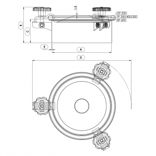 Stainless steel round manway Boyer P33-196 (DN200-DN600) - drawing