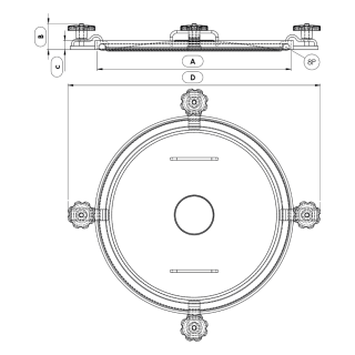 Stainless steel round manway Boyer P35-418 (DN432) - drawing