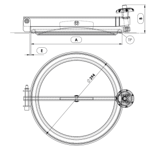 Stainless steel round manway Boyer P35-315 (DN384) - drawing