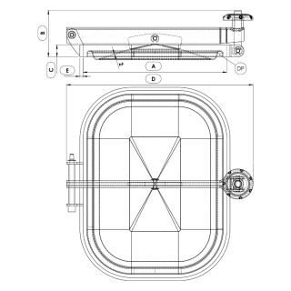 Stainless steel rectangular manway Boyer P35-307 (314x424) - drawing
