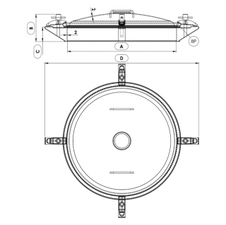 Stainless steel round manway Boyer P42-020 (DN490) - drawing