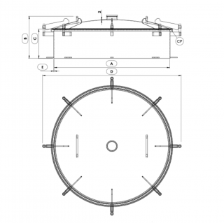Stainless steel round manway Boyer P42-080 (DN790) - drawing