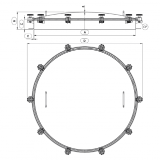 Stainless steel round manway Boyer P42-1035 (DN1035-DN1400) - drawing