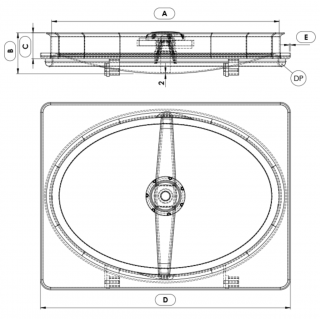 Stainless steel oval manway Boyer P41-040 (305x440) - drawing