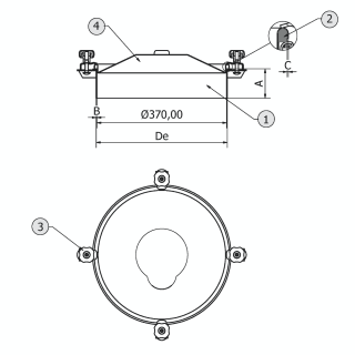 Stainless steel round manway C93 (DN370) - drawing