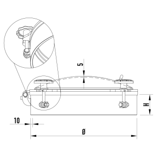 Stainless steel round pressure manway W4/A (DN220-DN500) - drawing (side view)