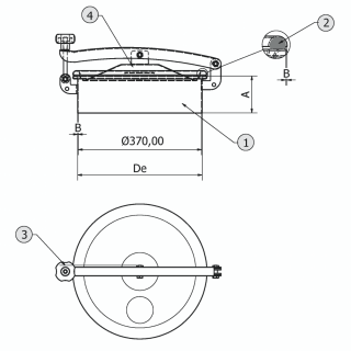 Stainless steel round manway C79 (DN370) - drawing