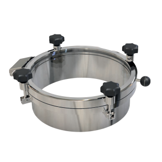 Stainless steel round manway with glass cover C47 (DN300-DN600)