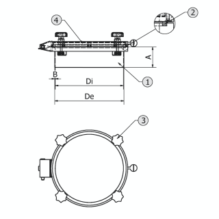 Stainless steel round manway with glass cover C47 (DN300-DN600) - drawing