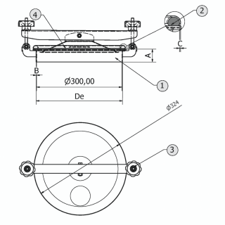 Stainless steel round manway C41 (DN300) - drawing