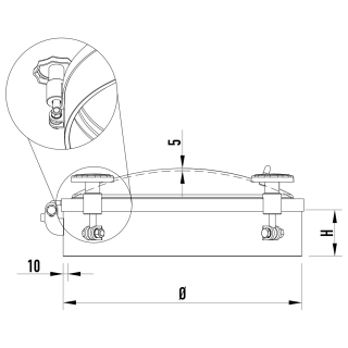 Stainless steel round pressure manway W4/B (DN220-DN500) - drawing (side view)