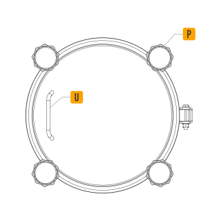 Stainless steel round pressure manway W4/B (DN220-DN500) - drawing (top view)
