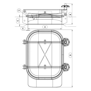Stainless steel rectangular manway Boyer P43-031 (314x424) - drawing