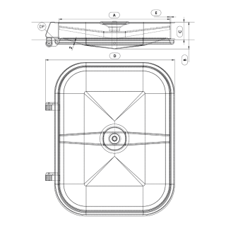Stainless steel rectangular manway Boyer P43-012 (405x530) - drawing