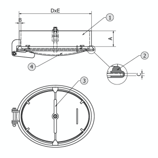Stainless steel oval manway C50 (440x350) - drawing