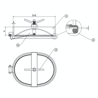 Stainless steel oval manway C52 (480x370) - drawing