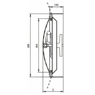 Stainless steel round pressure manway K-MC (DN600-DN800) - drawing