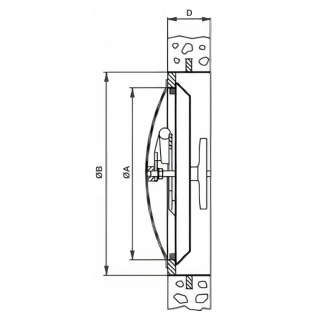 Stainless steel round pressure manway K-MC (DN600-DN800) - drawing (version for mounting in a cement tank)