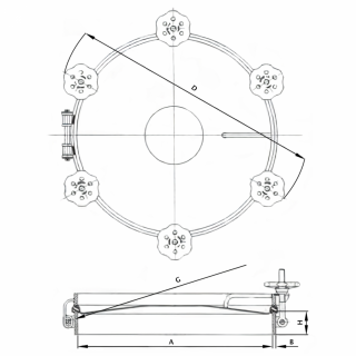 Stainless steel round industrial pressure manway X10324MT (DN500-DN600) - drawing