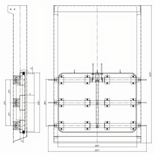 Stainless steel rectangular manway (guillotine, gate) E134N (600x800) - drawing