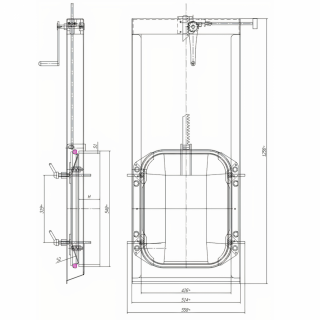 Stainless steel rectangular manway (guillotine, gate) E137CN (530x406) - drawing