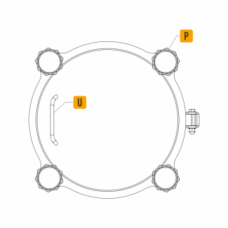 Stainless steel round pressure manway W4/C (DN220-DN500) - drawing (top view)