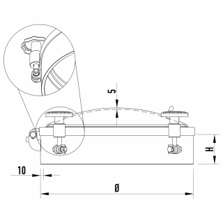 Stainless steel round pressure manway W4/D (DN220-DN500) - drawing (side view)