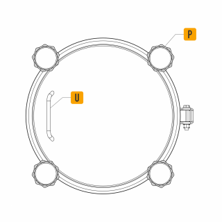 Stainless steel round pressure manway W4/D (DN220-DN500) - drawing (top view)