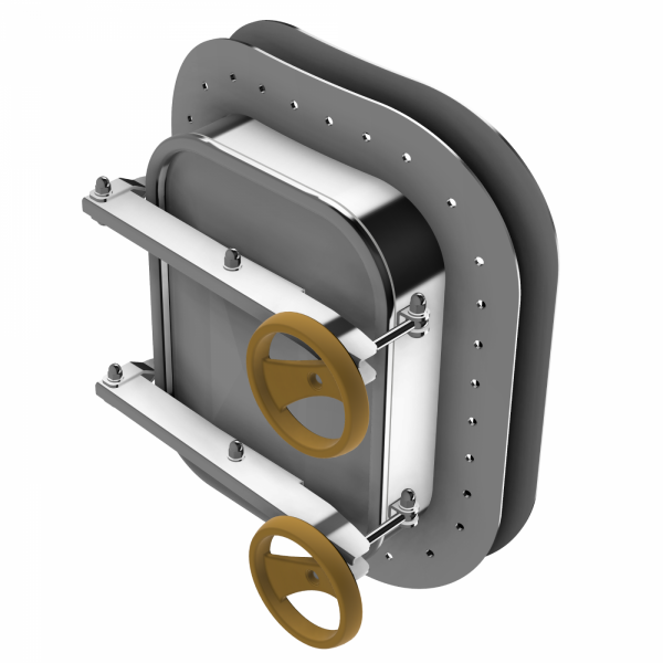 Stainless steel rectangular manway for plastic tanks W2/A/PE (530x406)