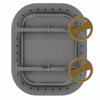 Stainless steel rectangular manway for plastic tanks W2/A/PE (530x406) - front view