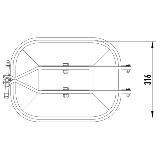 Stainless steel rectangular manway W2/D (424x316) - drawing (top view)