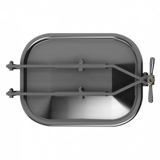 Stainless steel rectangular manway W2/D (424x316) - top view