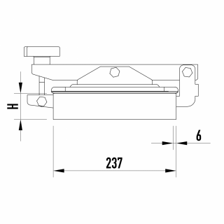 Stainless steel rectangular manway W2/E (175x225) - drawing (side view)