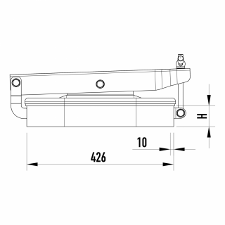 Stainless steel rectangular manway W2/A (530x406) - drawing (side view)