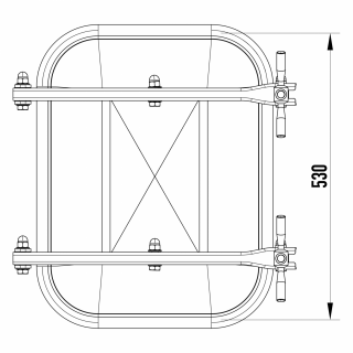 Stainless steel rectangular manway W2/A (530x406) - drawing (top view)