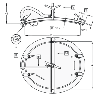 Stainless steel oval manway A324IG (550x650) - drawing