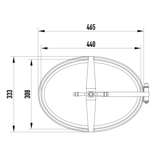Stainless steel oval manway W3/F (440x308) - drawing (front view)