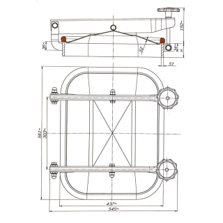 Stainless steel rectangular manway E115 (530x406) - drawing
