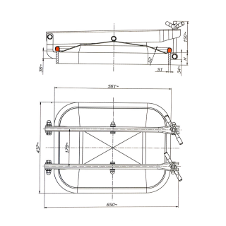 Stainless steel rectangular manway E116 (406x530) - drawing