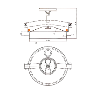 Stainless steel round side manway E117 (DN300) - drawing