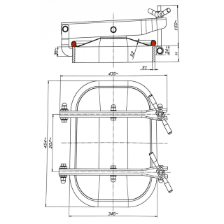 Stainless steel rectangular manway E121 (424x316) - drawing