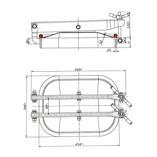 Stainless steel rectangular manway E122 (316x424) - drawing