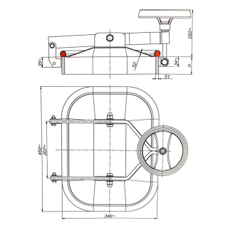 Stainless steel rectangular manway E123 (424x316) - drawing
