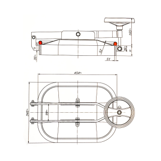 Stainless steel rectangular manway E124 (316x424) - drawing
