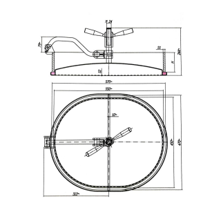 Stainless steel oval manway E125 (550x450) - drawing
