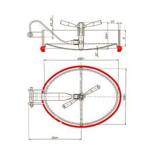 Stainless steel oval manway E126 (340x450) - drawing
