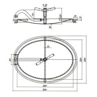 Stainless steel oval manway E128RS (440x308) - drawing