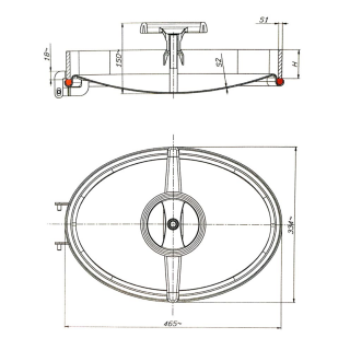 Stainless steel oval manway E127 (440x308) - drawing