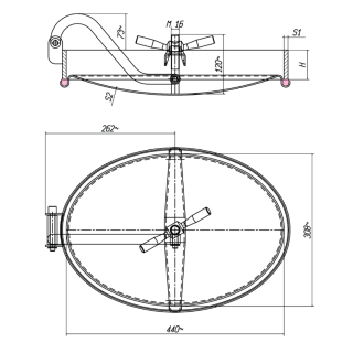 Stainless steel oval manway E128T (440x308) - drawing