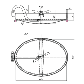 Stainless steel oval manway E128TS (440x308) - drawing